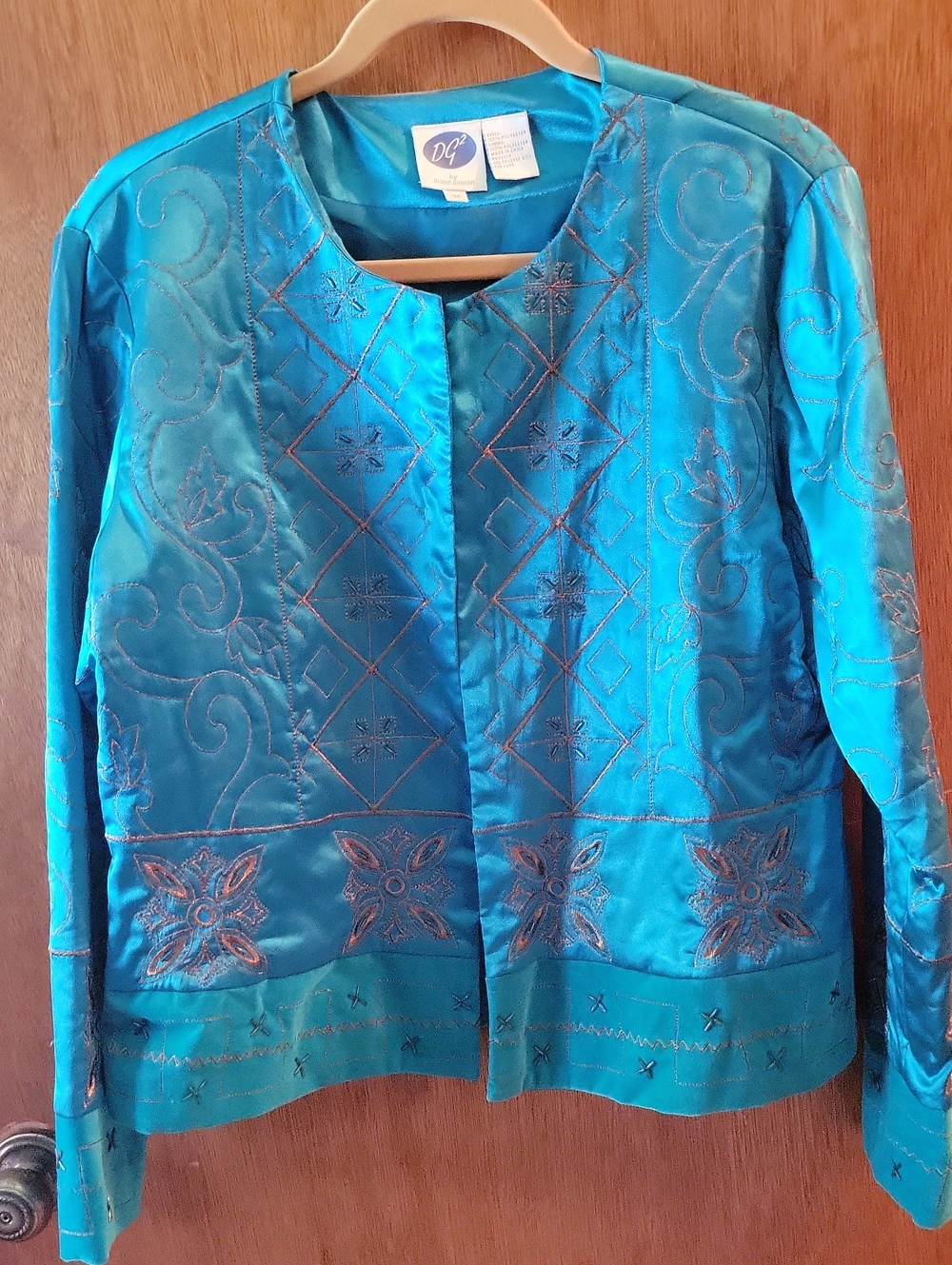DG2 SATIN AND VELVET TEAL JACKET